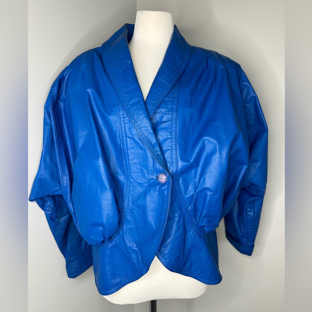Vintage Glampier Leather Jacket 80’s Blue Fine Leather Argentina Denver